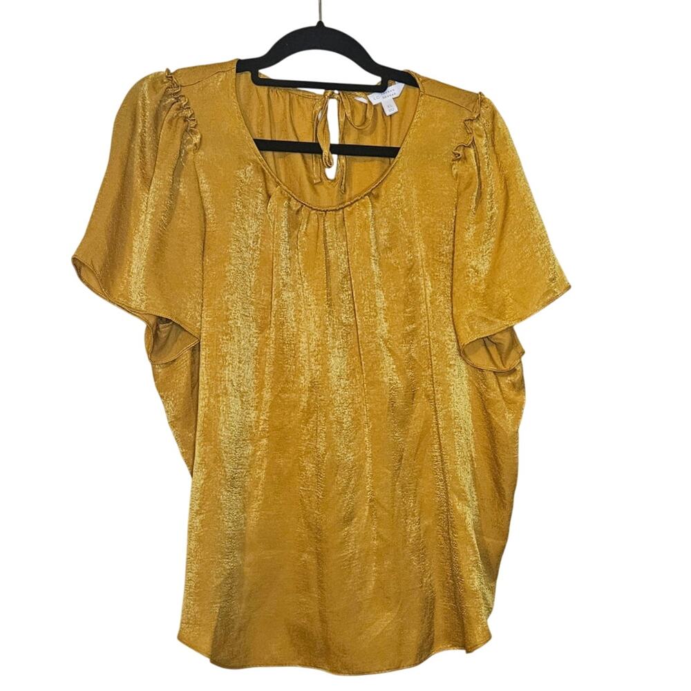 Lauren Conrad LC Size Extra Large XL Golden Rod Shiny Blouse Top Business Career